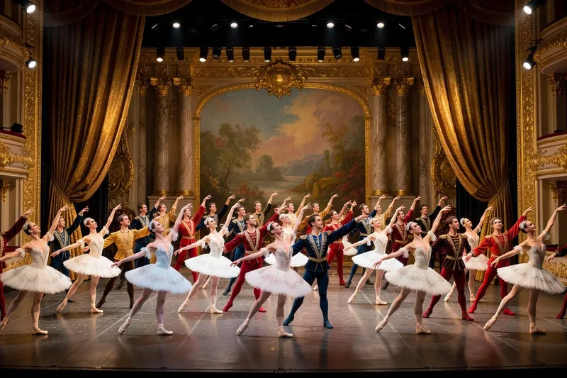 Scène du Bolchoï, ballet russe classique en représentation