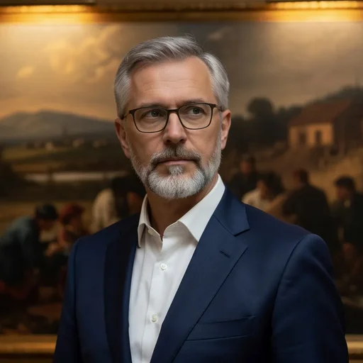 Portrait éditorial de Mikhail Petrov, historien d'art