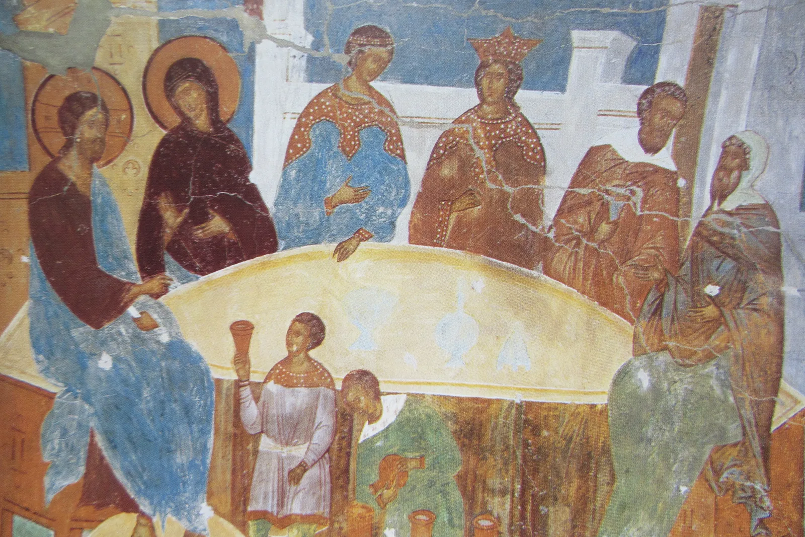 Les Noces de Cana, fresque de Dionisius à l'église de la Nativité-de-la-Vierge, monastère de Ferapontov