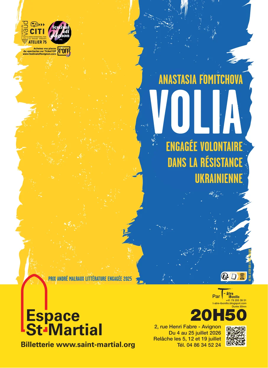 Affiche du spectacle VOLIA — engagée volontaire dans la résistance ukrainienne, OFF Avignon 2026